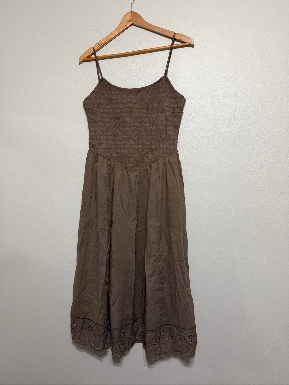 American Eagle Outfitters Brown Smocked Midi Dress